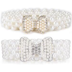 6787 Bow Knot Pearl Belts Gift For Women Wedding Sash Belt Dress Off
